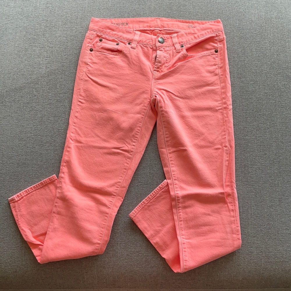 J Crew Toothpick Neon Orange Jeans
